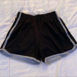 black and gray running shorts
